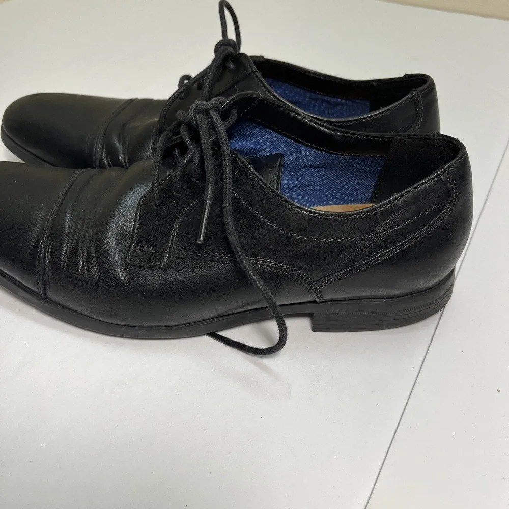 Clarks Mens Tilden Cap Black Leather Derby Oxford Dress Shoes 8M 261315737070